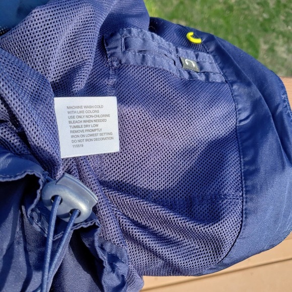 Windbreaker Lightweight Jacket Navy Yellow Stripes Twee Mens Sz M - Picture 6 of 9